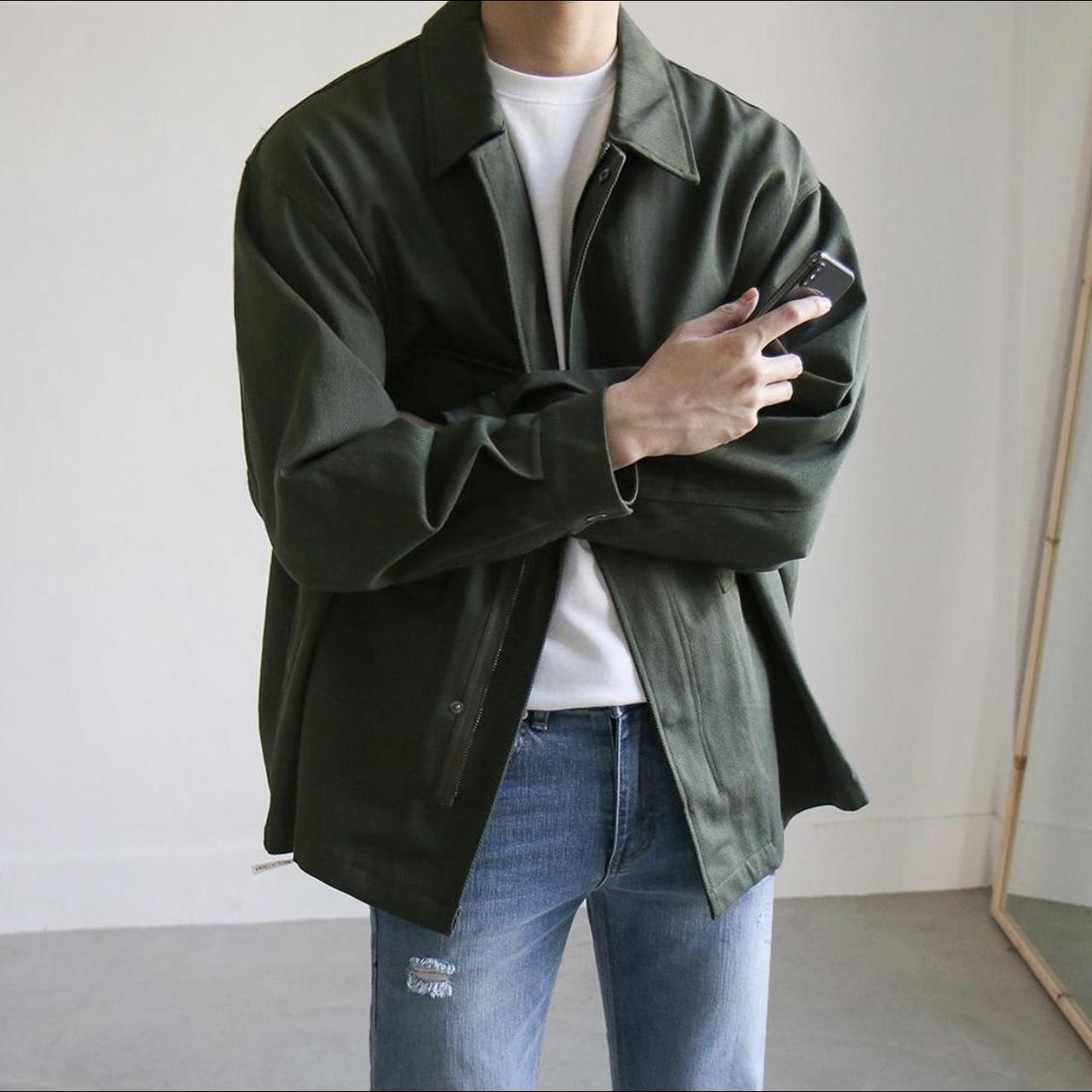 Oversized Army Green collared Jacket... - Depop