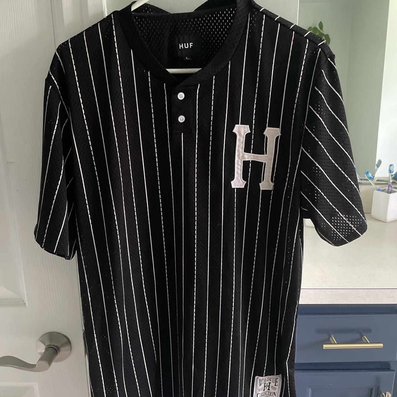 HUF WORLDWIDE COMMUNITY HAND BASEBALL JERSEY BLACK – Olympia Skateshop