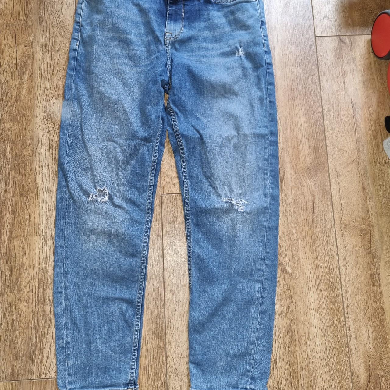 Mens New look Tapered light denim distressed ripped... Depop