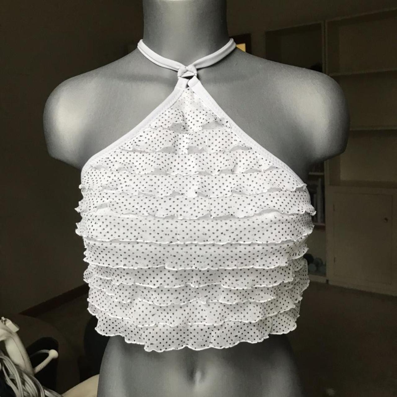 Women's White and Black Croptop Depop