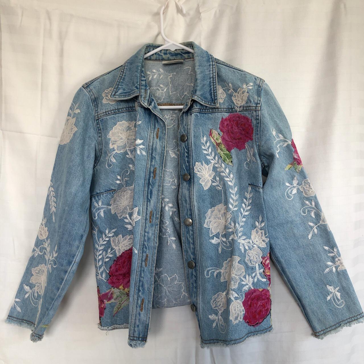 Chico's design clearance embroidered denim jacket