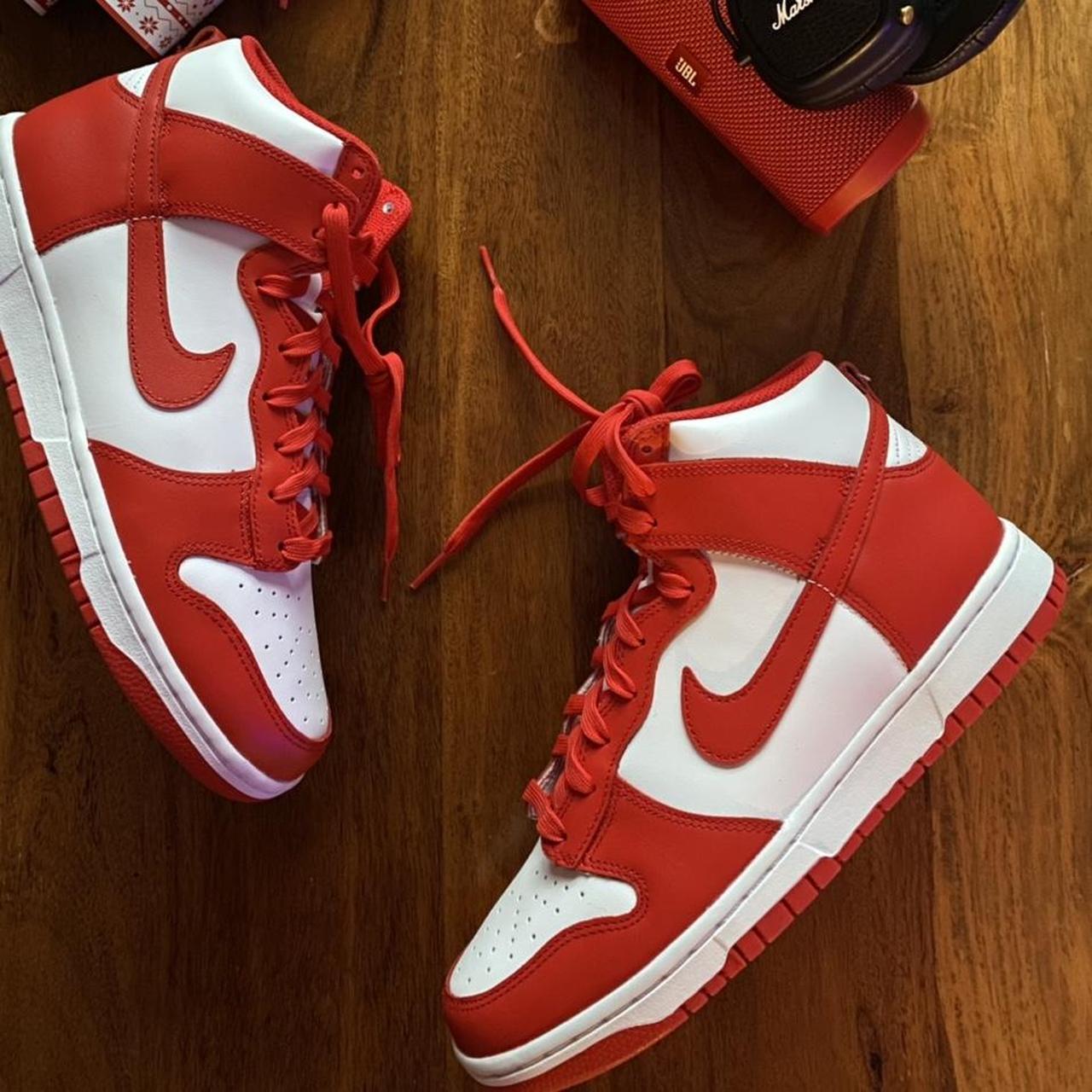 Nike Dunk Hi University Reds. UK size 8. Fire... - Depop