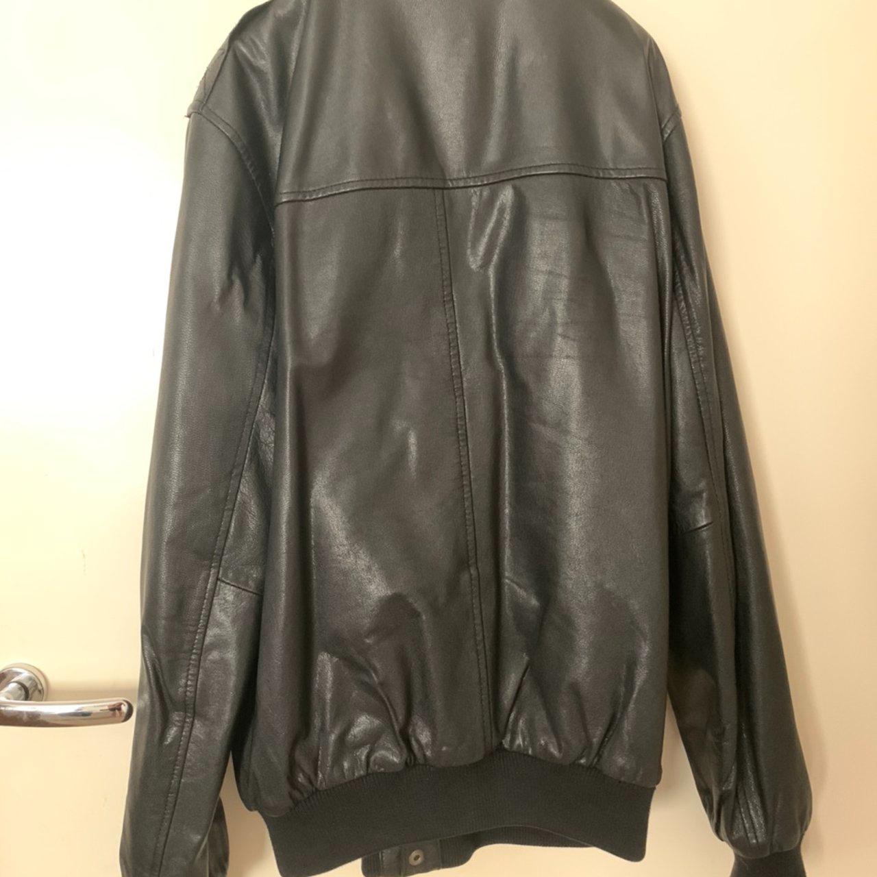 Black leather biker jacket Size: XS - Fits 34”-36”... - Depop