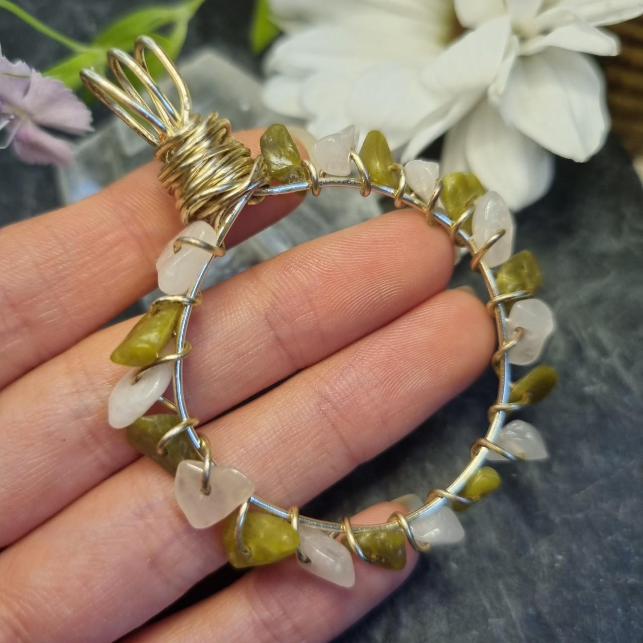 🌷 Peridot & Rose Quartz Pendant 🌷 Silver Plated... Depop