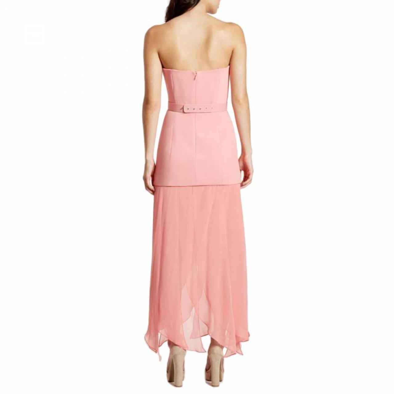 Halston Heritage Pink Strapless Crepe Georgette Depop