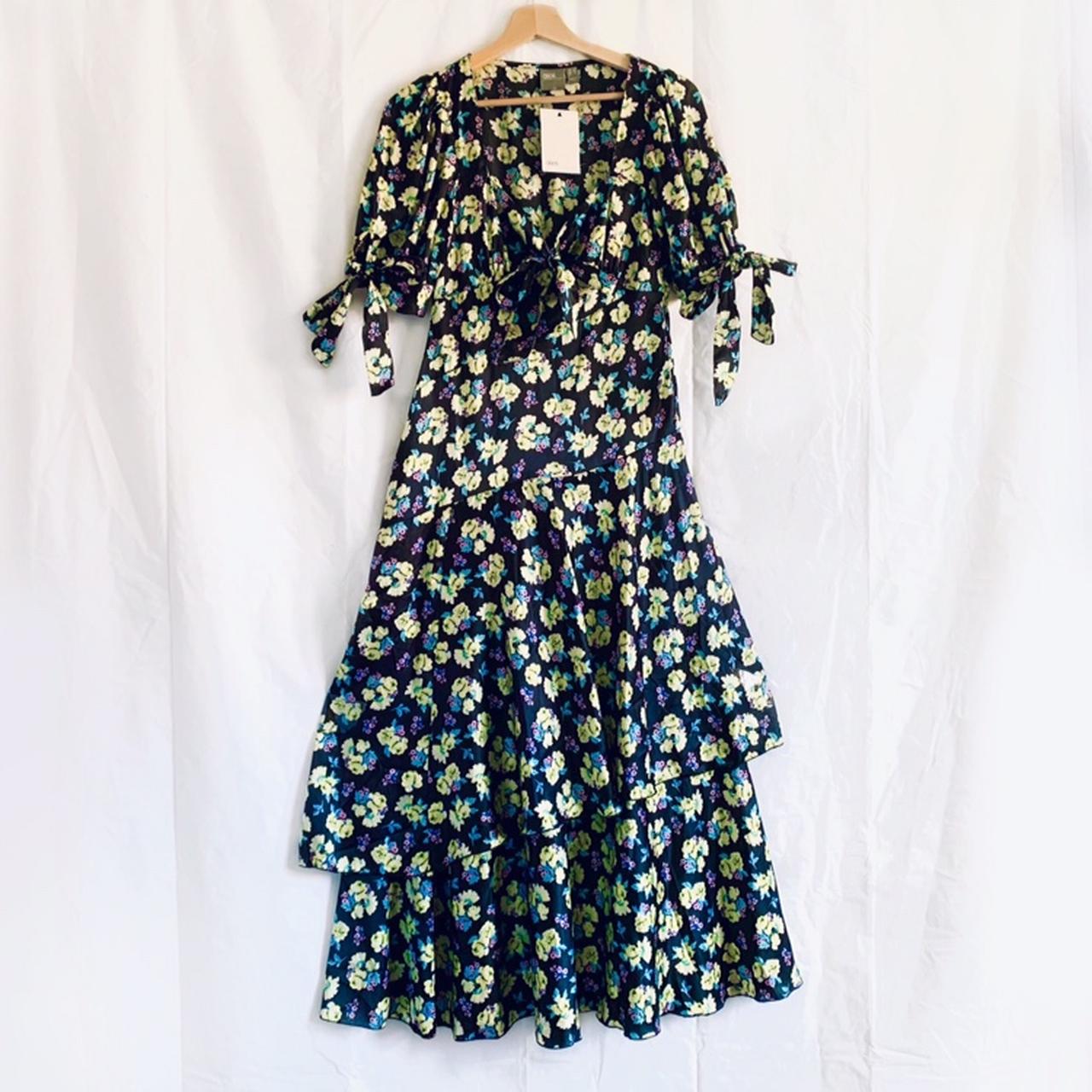 Asos Tie-front Floral Flamenco Style Tiered Long - Depop