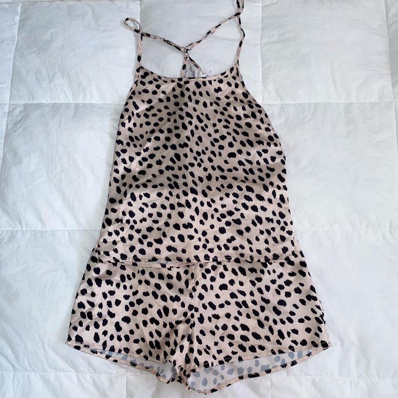 Cheetah Print Satin Pajama Set - Size SMALL Worn... - Depop