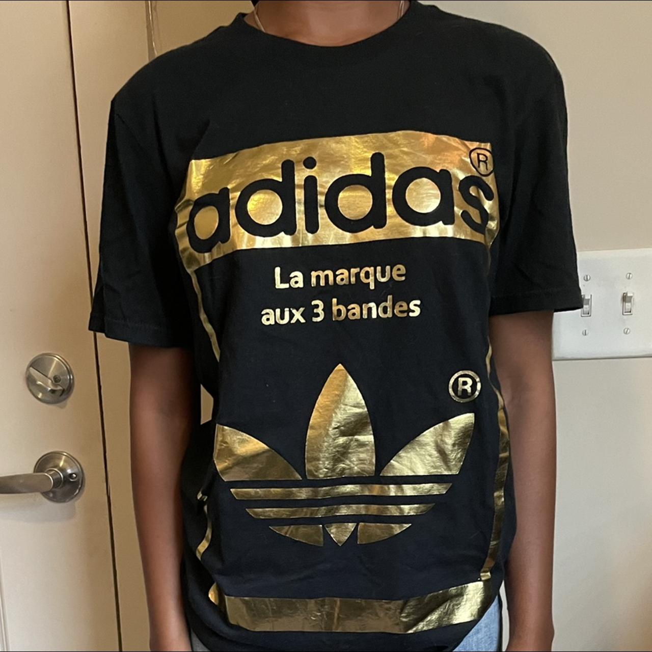 Black Adidas T Shirt Gold Foil Press Size Depop