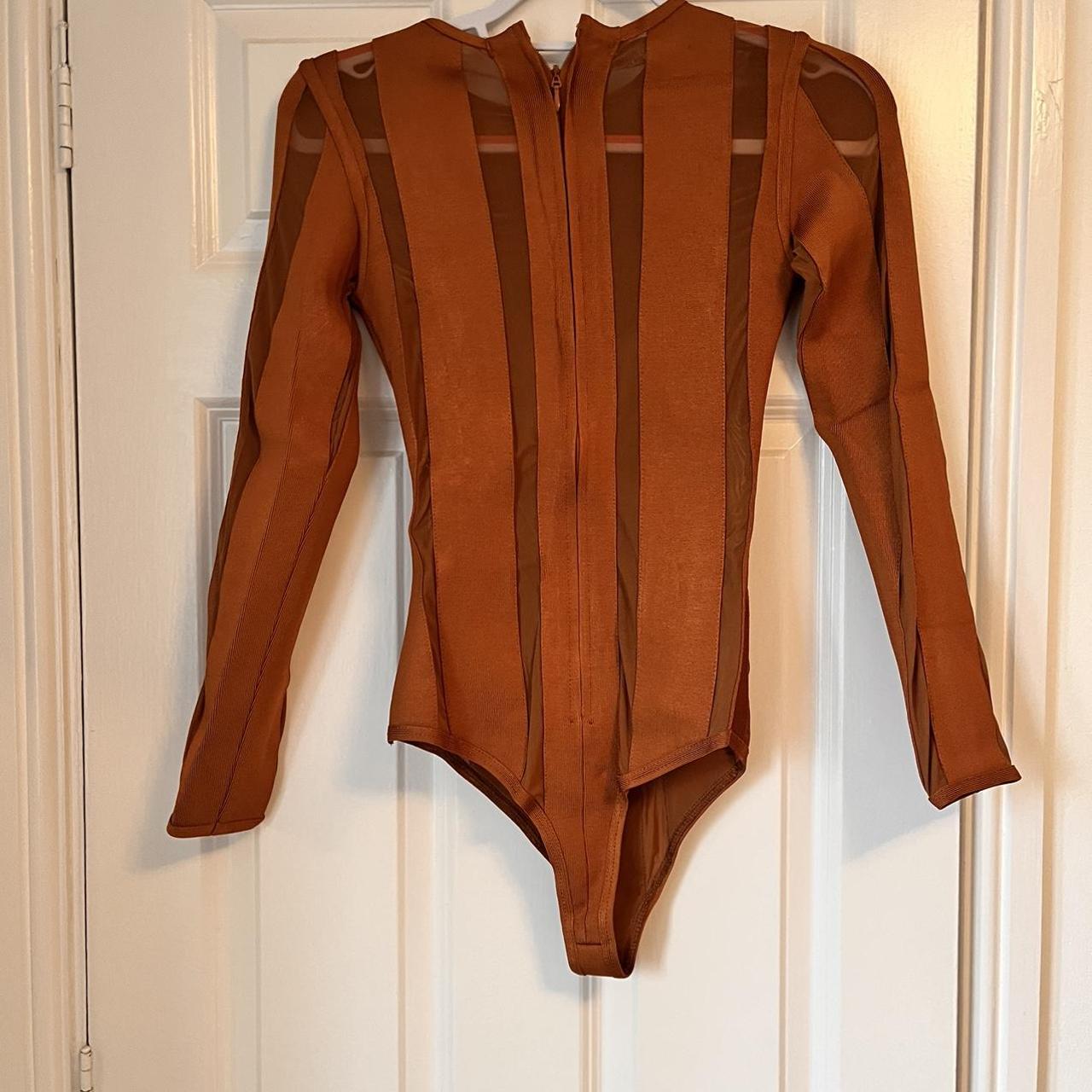 House of CB Women's Orange and Burgundy Bodysuit | Depop