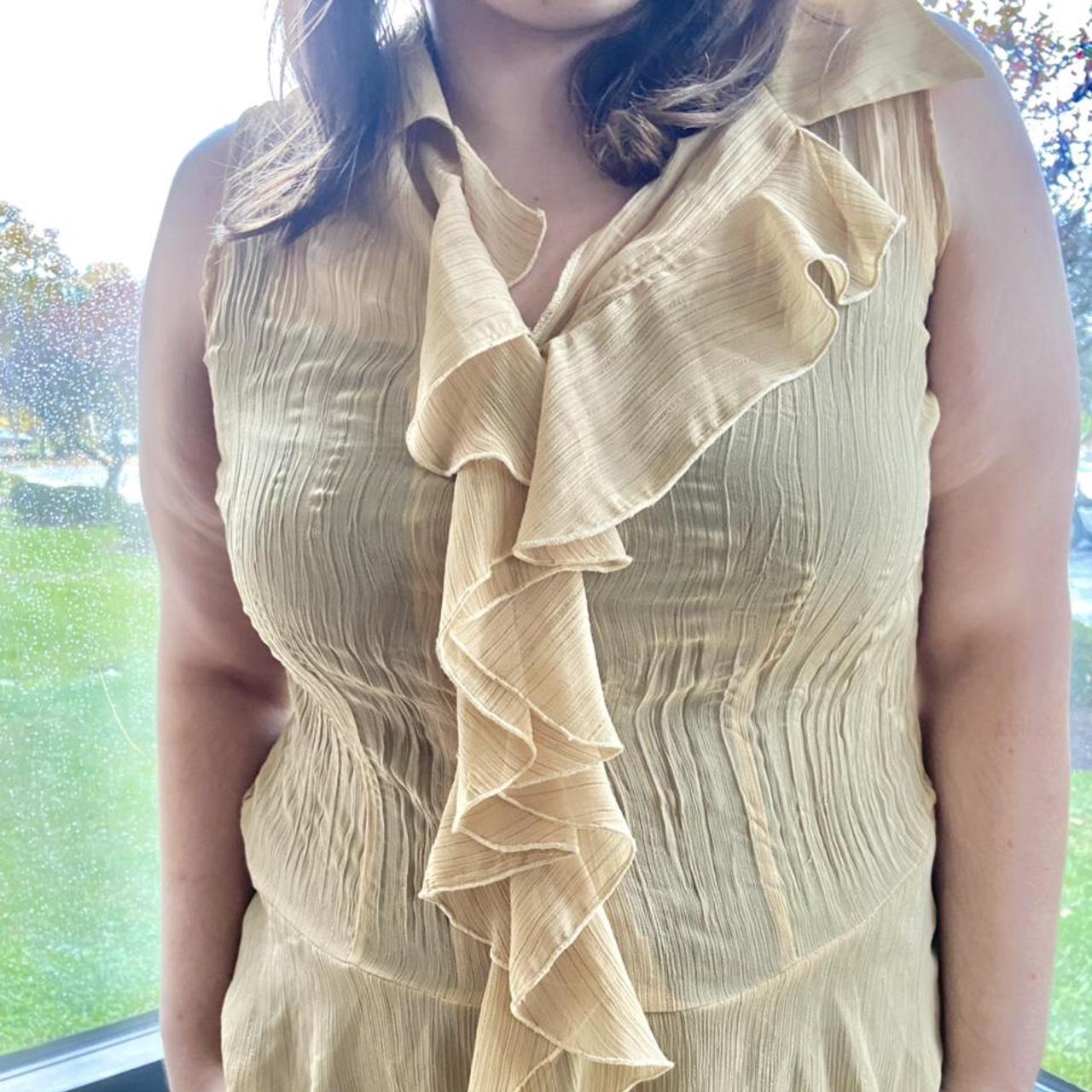 Women's Tan and Yellow Blouse