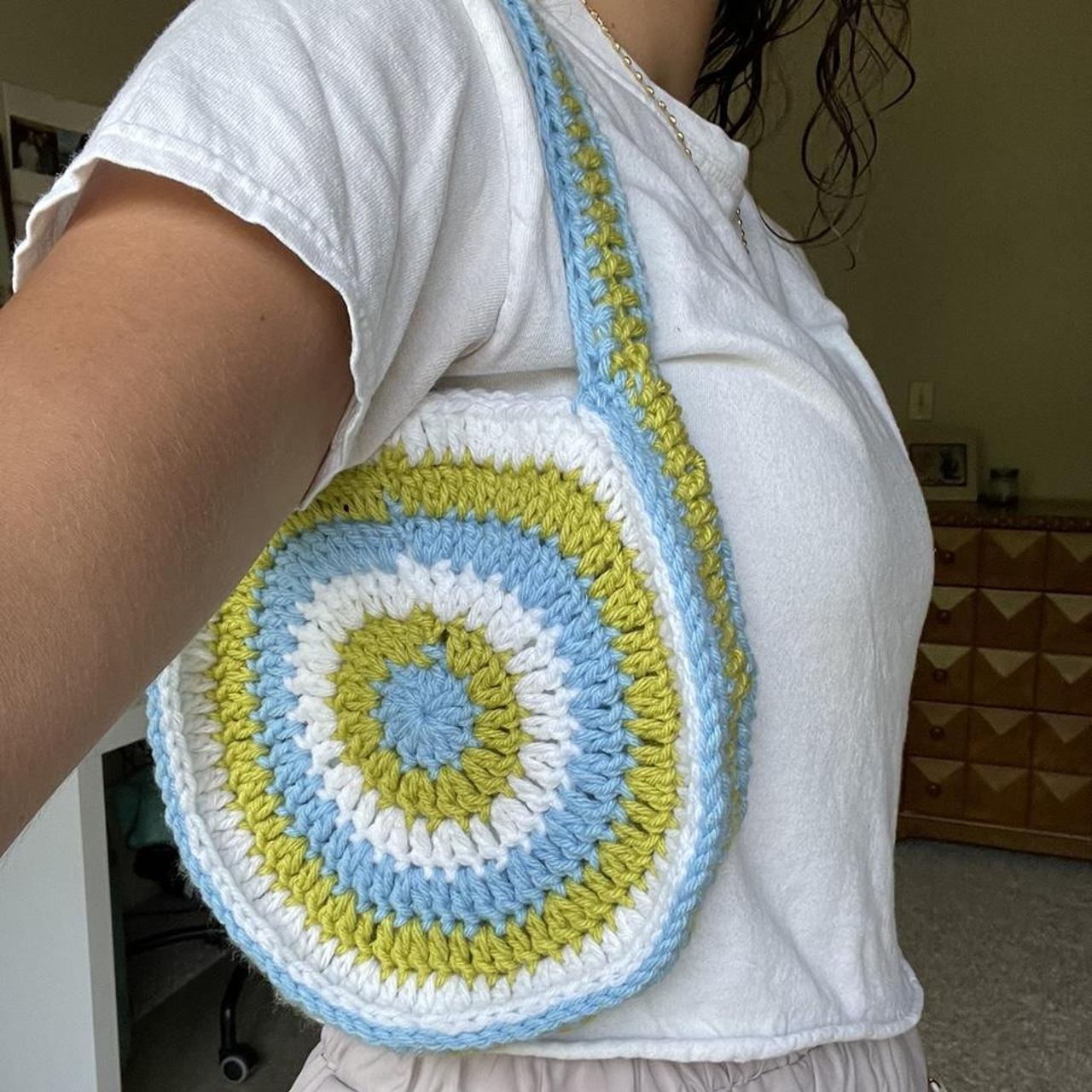 Colorful handmade (by me) crochet tote. Both sides - Depop