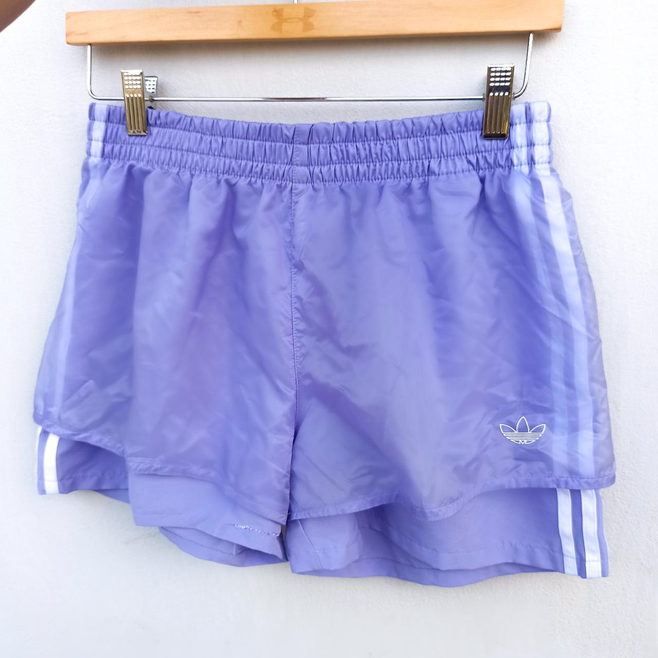 adidas purple pale pants shorts track 3 stripes... - Depop