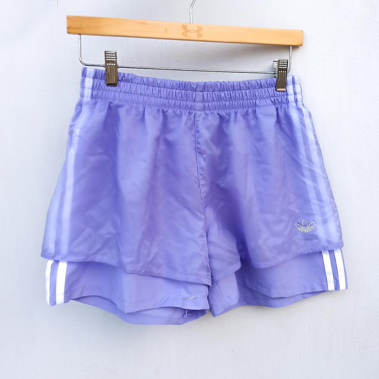 adidas purple pale pants shorts track 3 stripes... - Depop