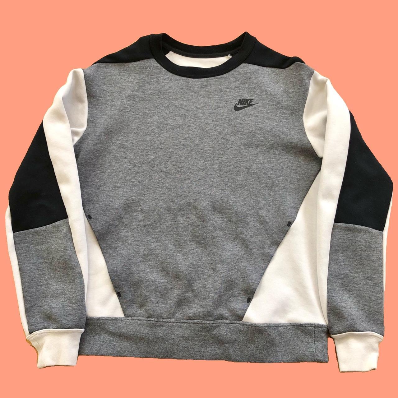 nike crewneck grey black white color block Depop