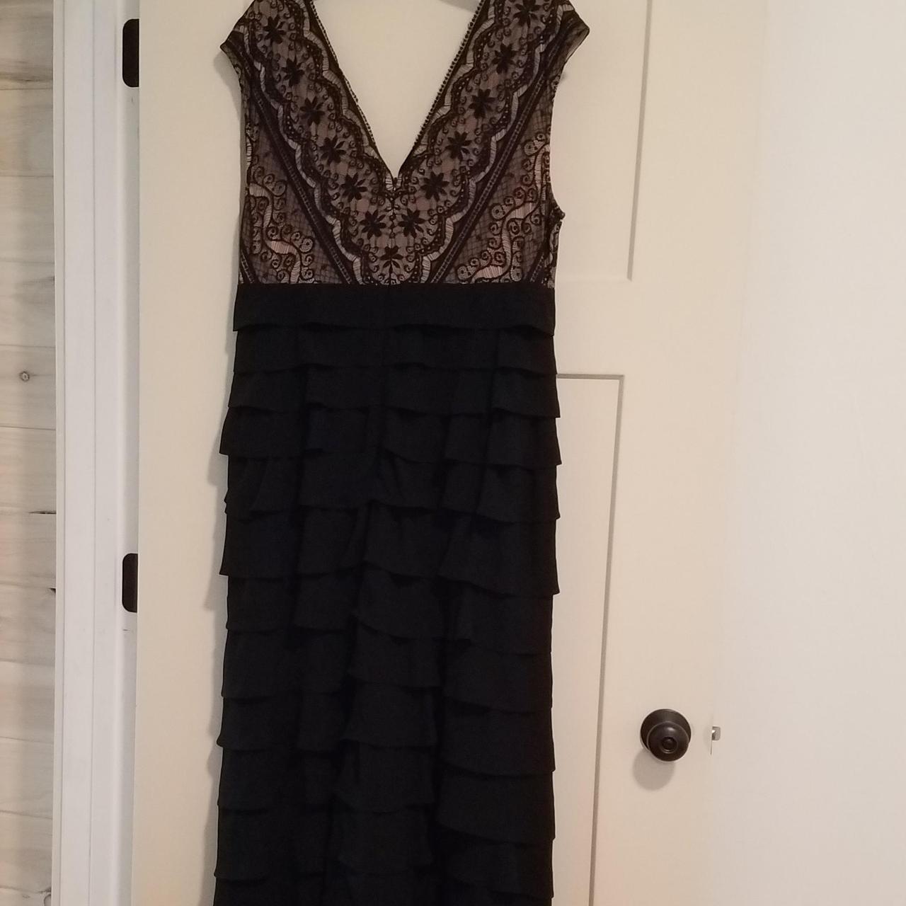 Adriana Papell formal full length dress black lace Depop