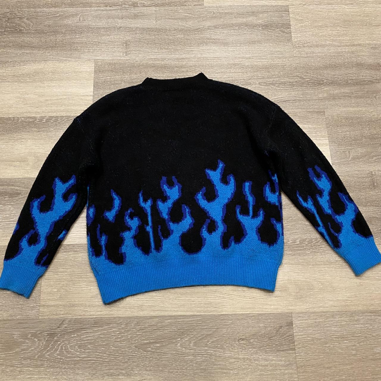 Blue Flame Fire Sweater Size M fire flame