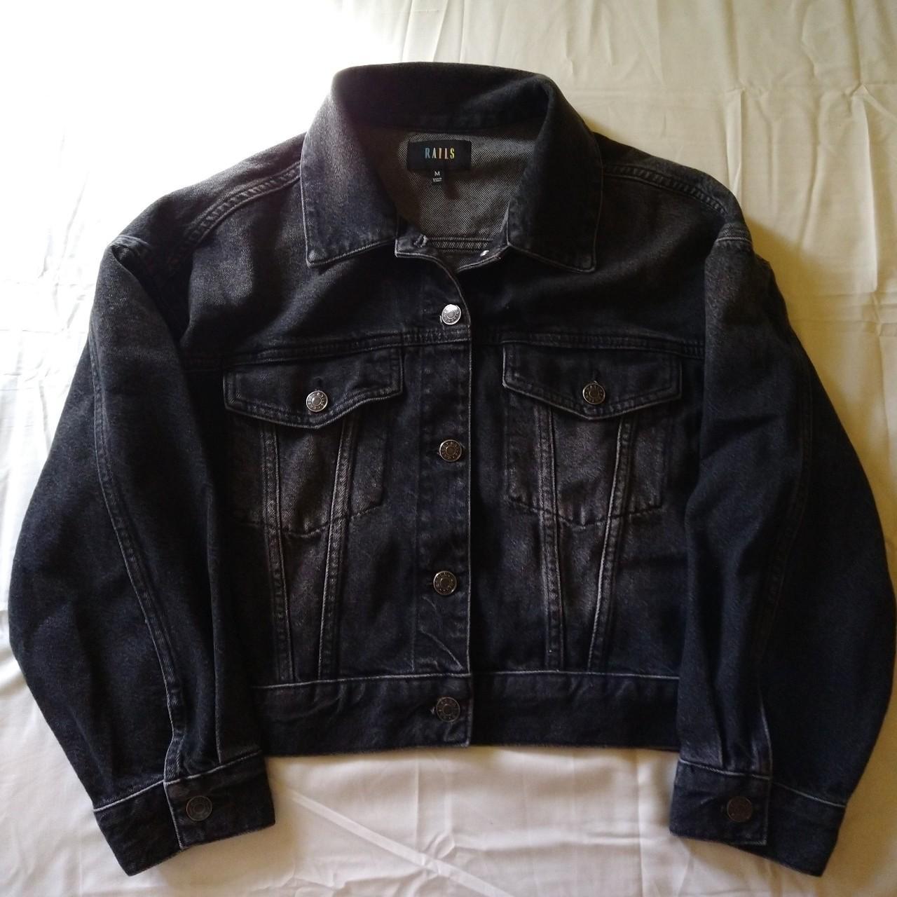 Black Wash Cropped Denim Jacket Gently Used Size... - Depop