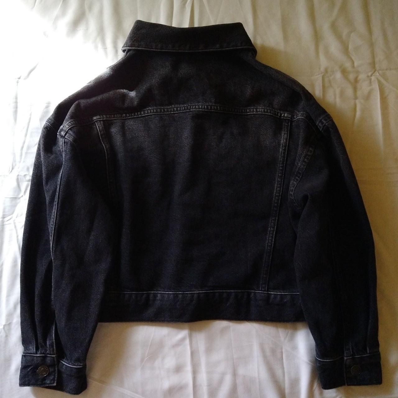 Black Wash Cropped Denim Jacket Gently Used Size... - Depop