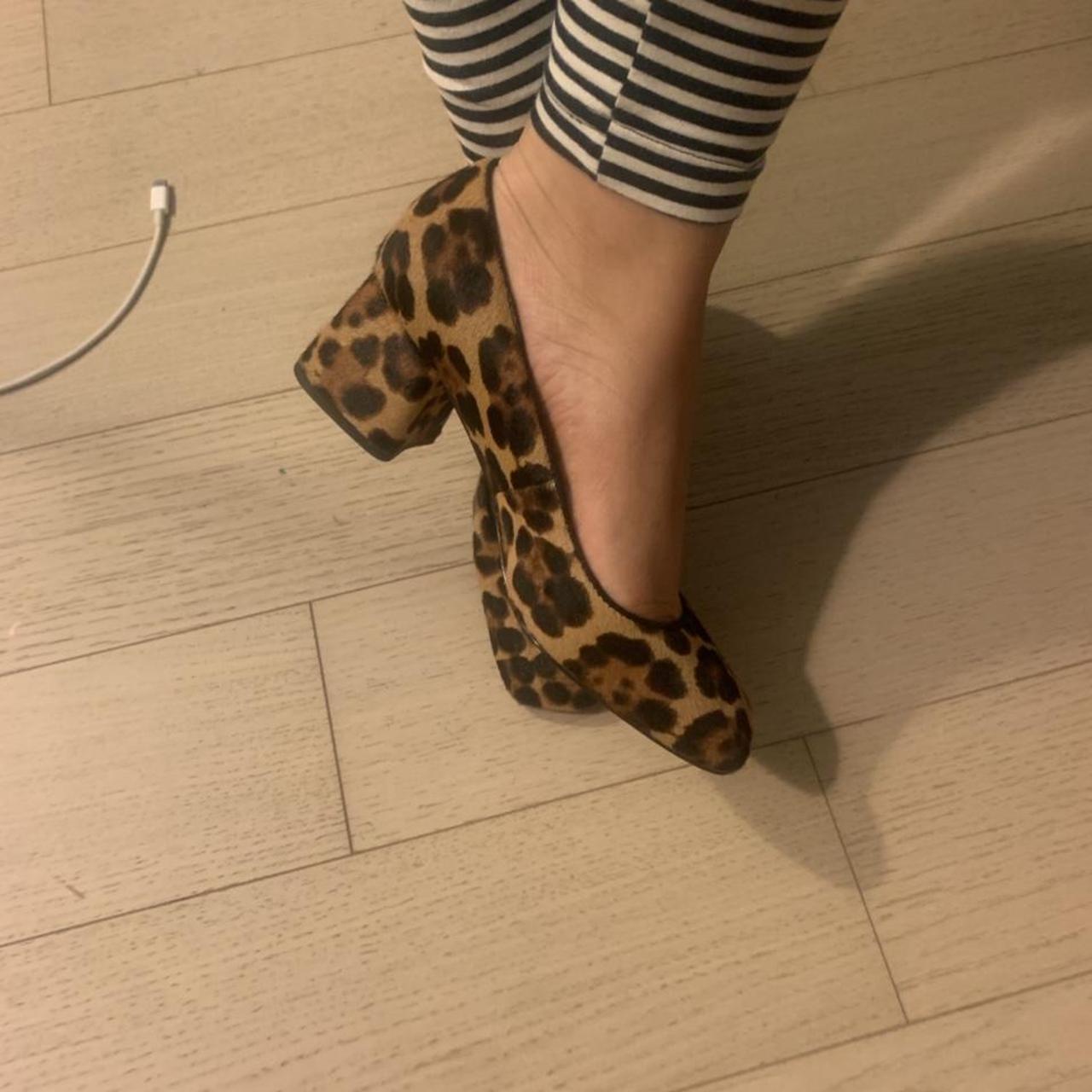 j crew cheetah ballerina block heel flats size... Depop