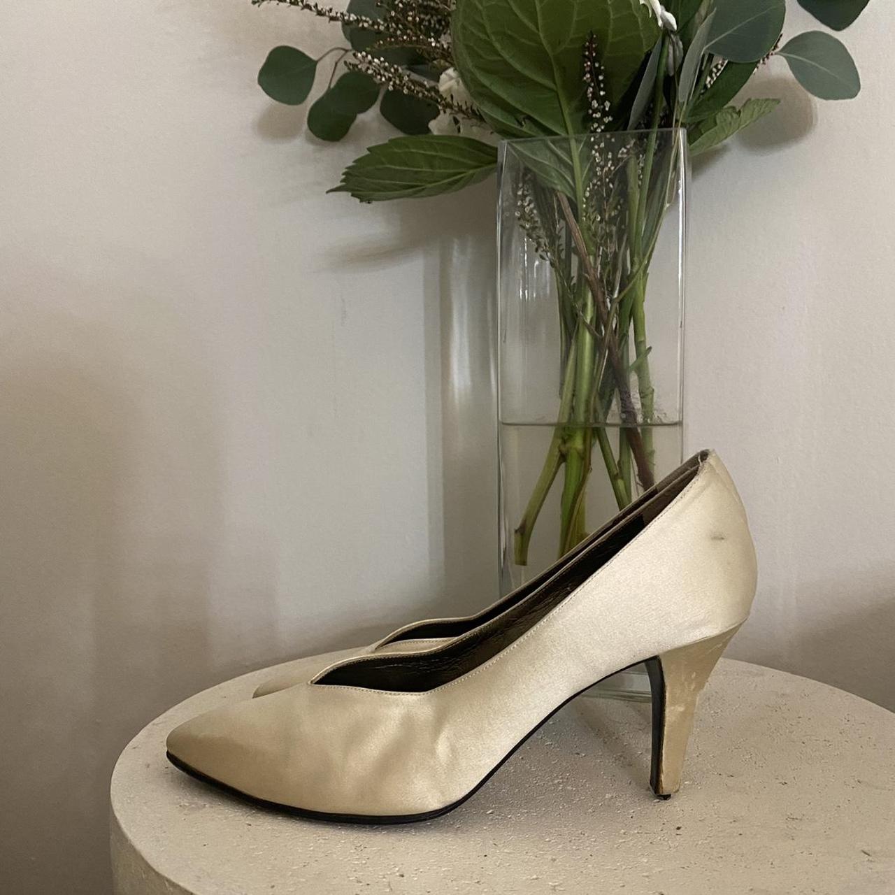 Vintage Yves Saint Laurent kitten heels Ivory... - Depop