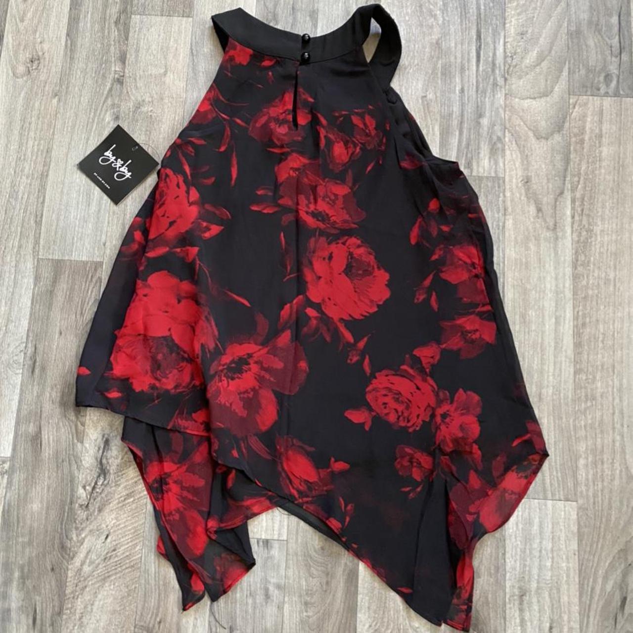 Macy's black and hot sale red floral dress