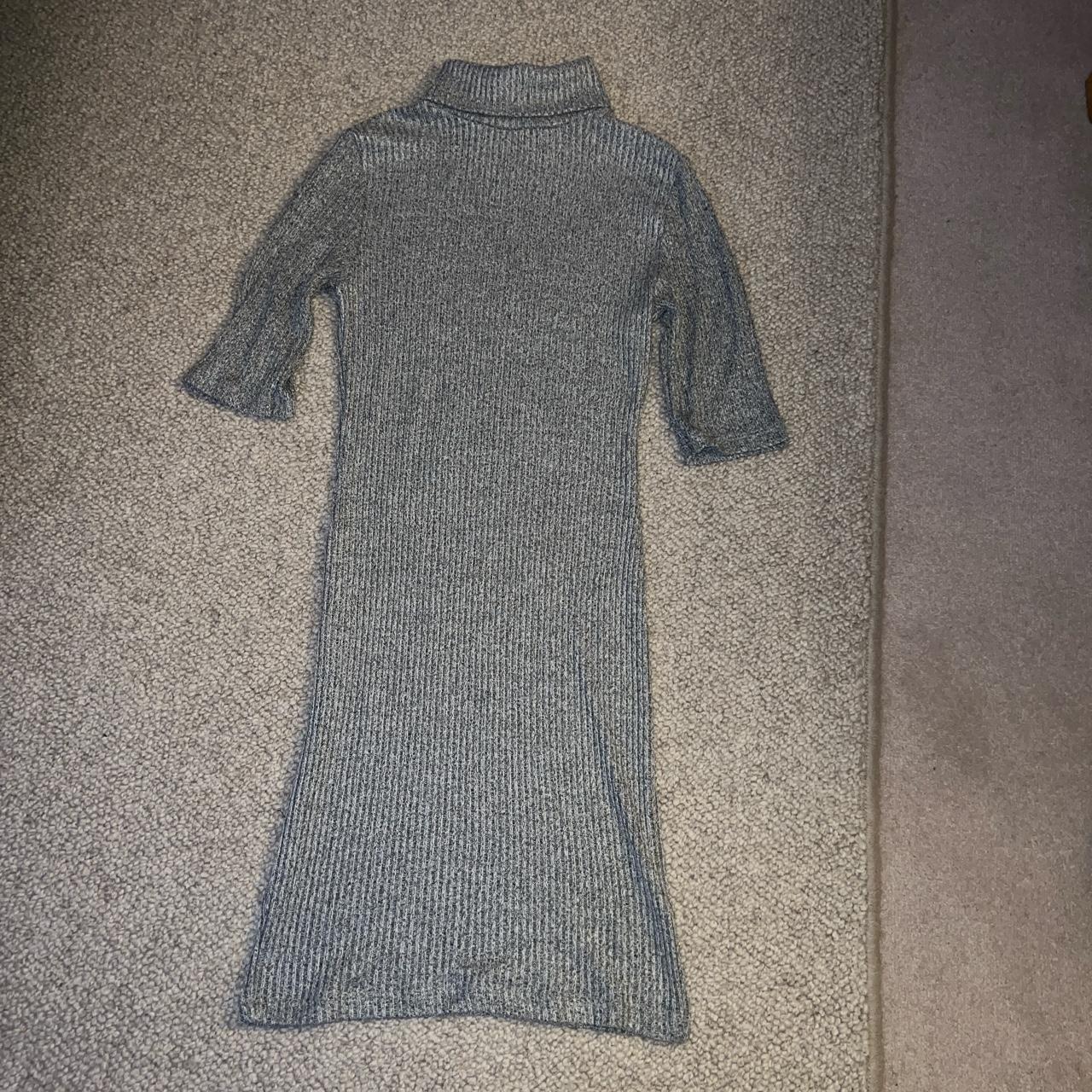 Topshop grey knitted polo neck bodycon dress, size... - Depop