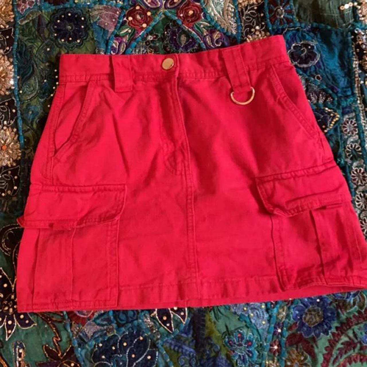 The coolest red cargo skirt from Bershka. V... - Depop