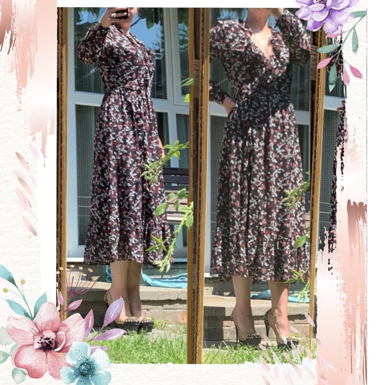 Botanical georgette store wrap dress