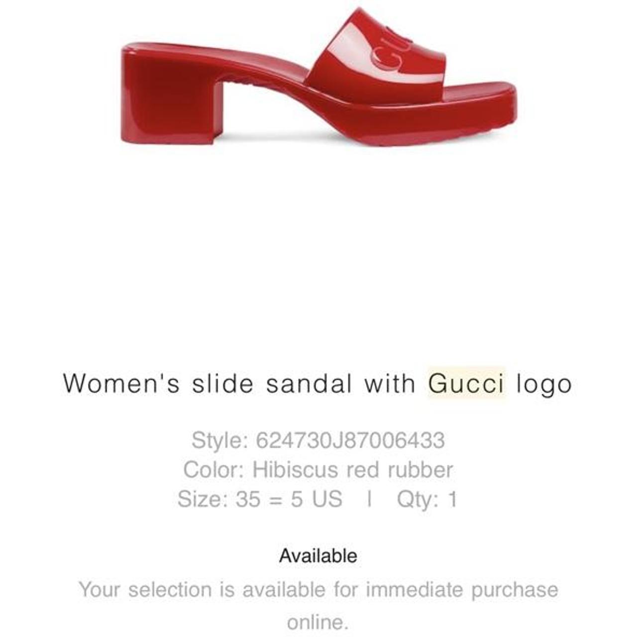Authentic Gucci Red Sandals / Sliders with Gucci... Depop