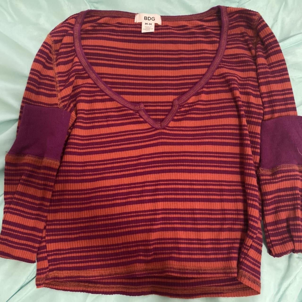 Urban Outfitters purple stripped long sleeve BDG... - Depop