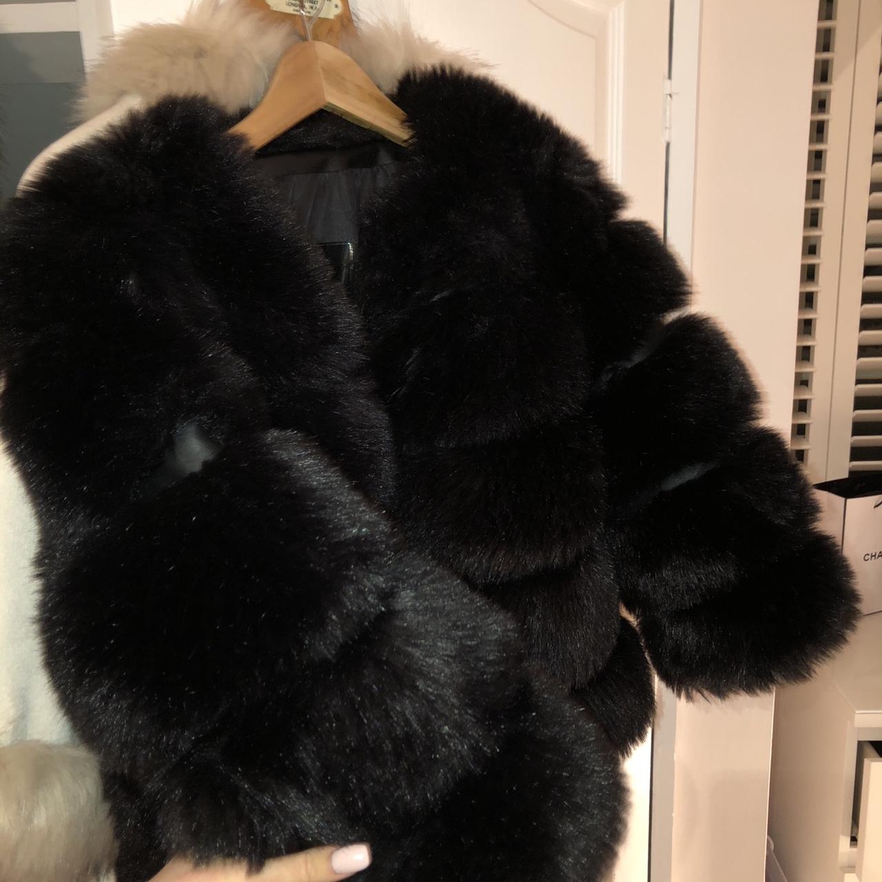 long faux fur bubble coat