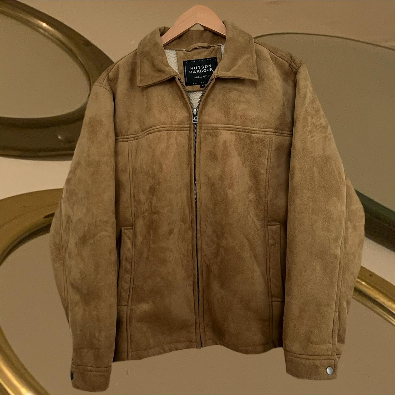 Hutson Harbour tan suede look bomber jacket with a... Depop