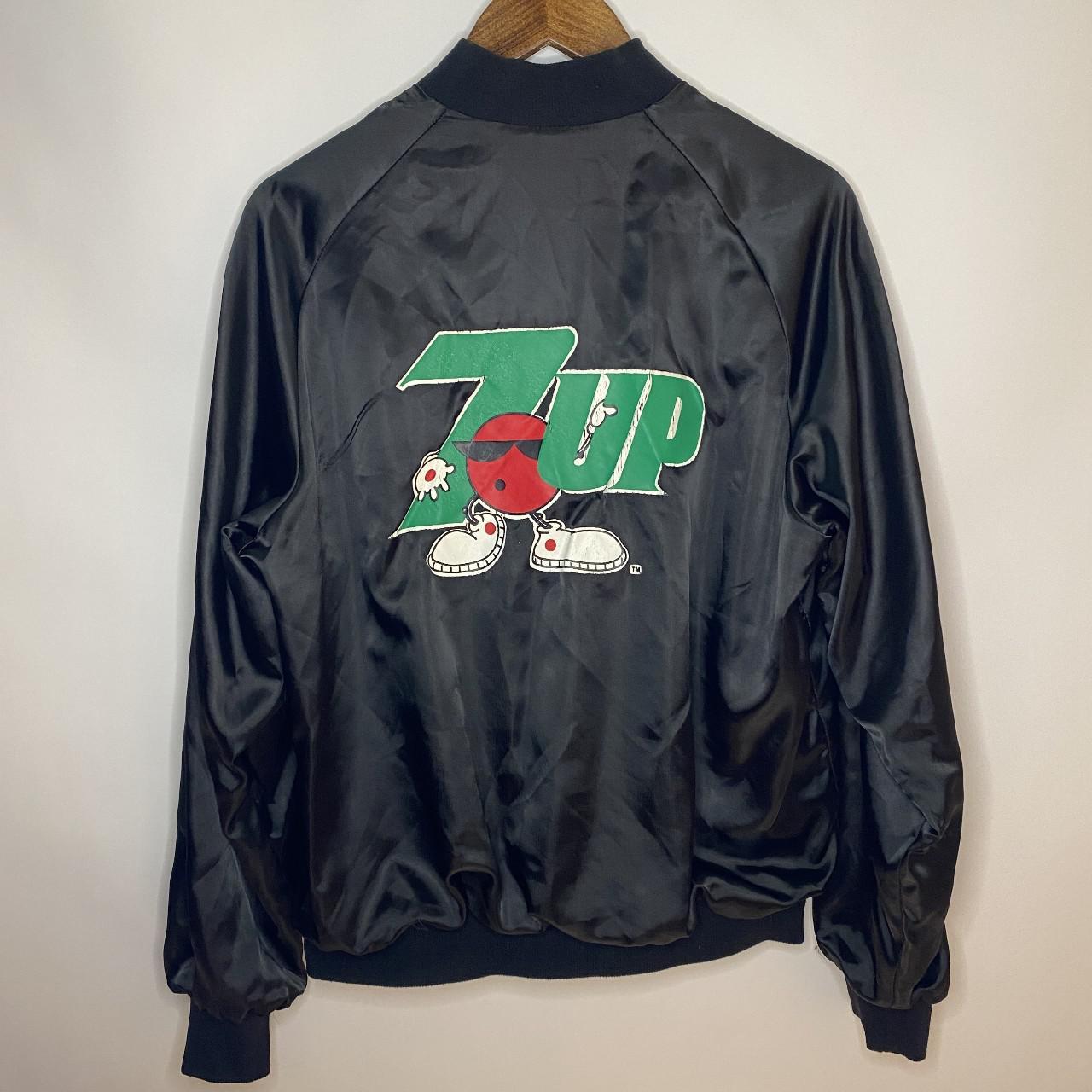 Vintage 7Up Button Down Satin Bomber Jacket Good... - Depop