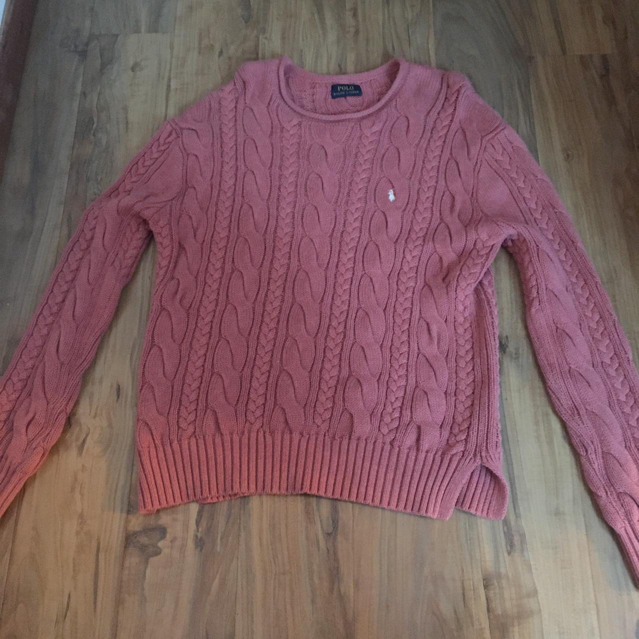 Dark pink polo cable knit sweater. Thick, warm... - Depop