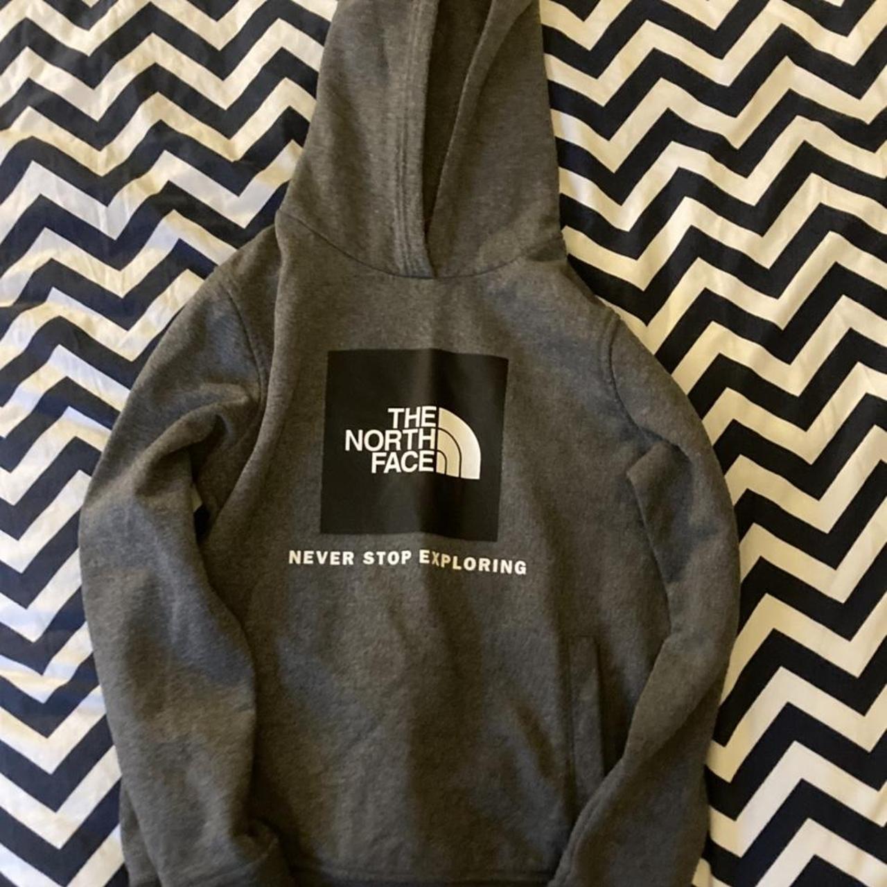 North face hoodie. Hardly worn. Size Is a large junior. - Depop