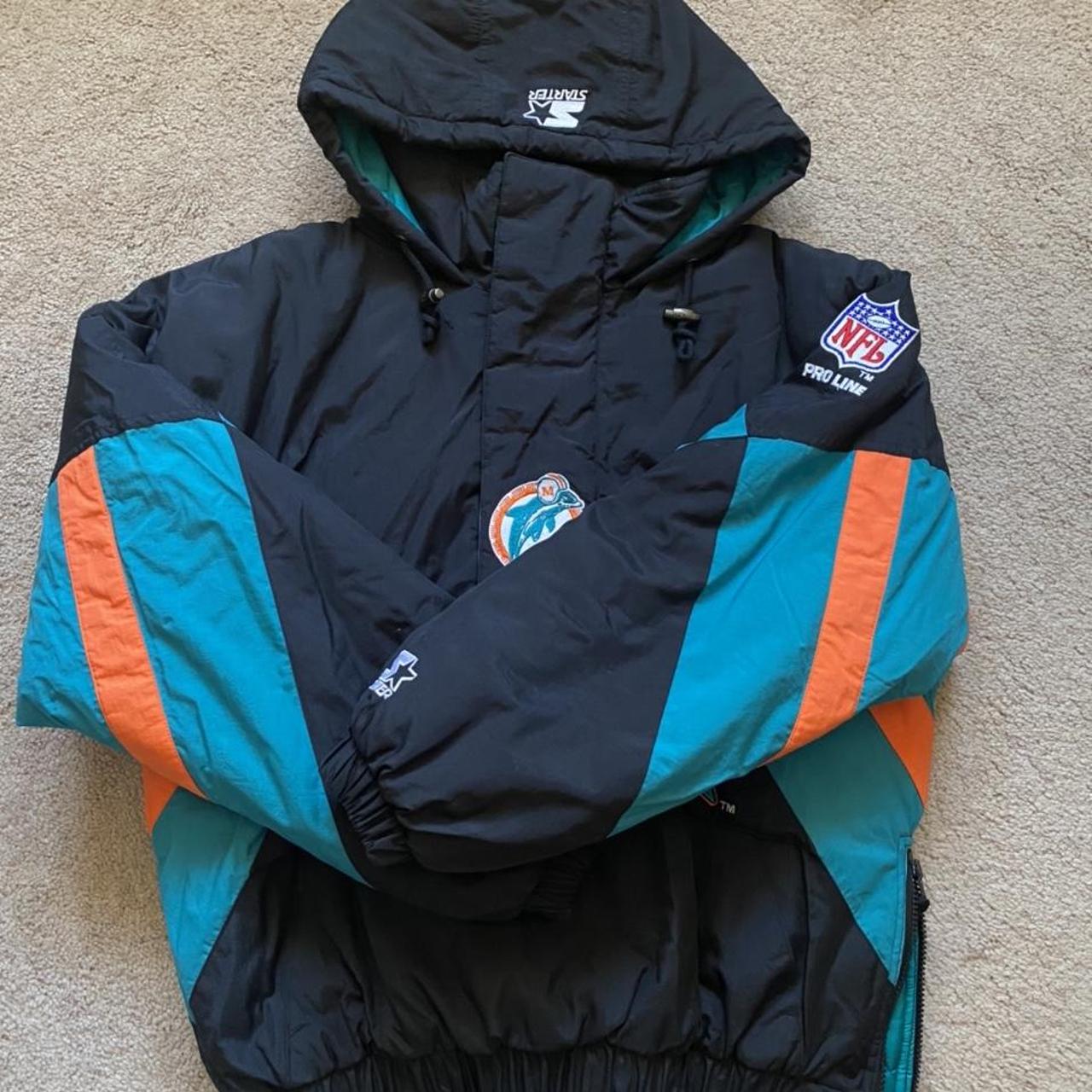 Rare Miami Dolphins Pro Line Starter Denim Bomber Jacket (S – Retro  Windbreakers