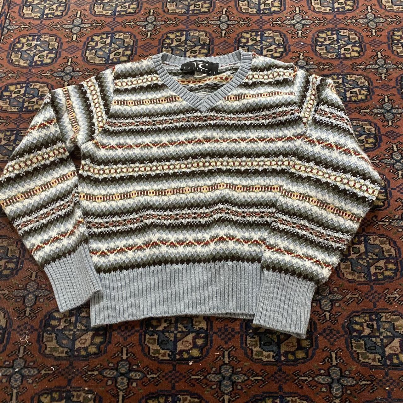 Y2k fair isle v neck sweater would best fit an xs or... - Depop