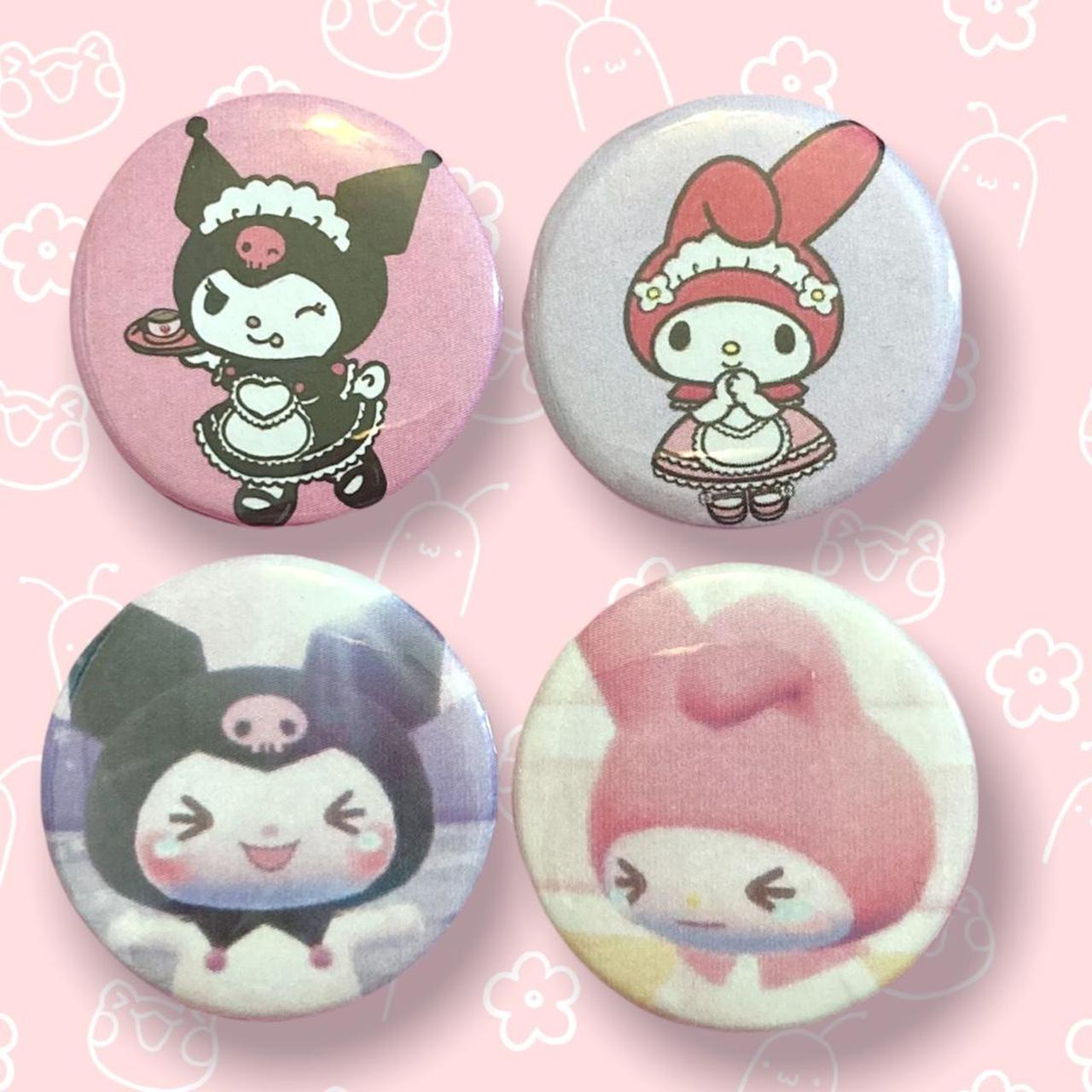 Handmade My Melody And Kuromi Button Pin Bundle Depop