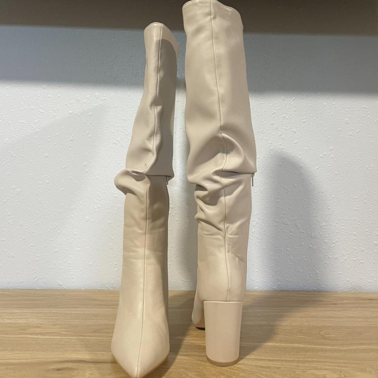 Knee High Cream Colored Boots Women’s size 8 4”... Depop