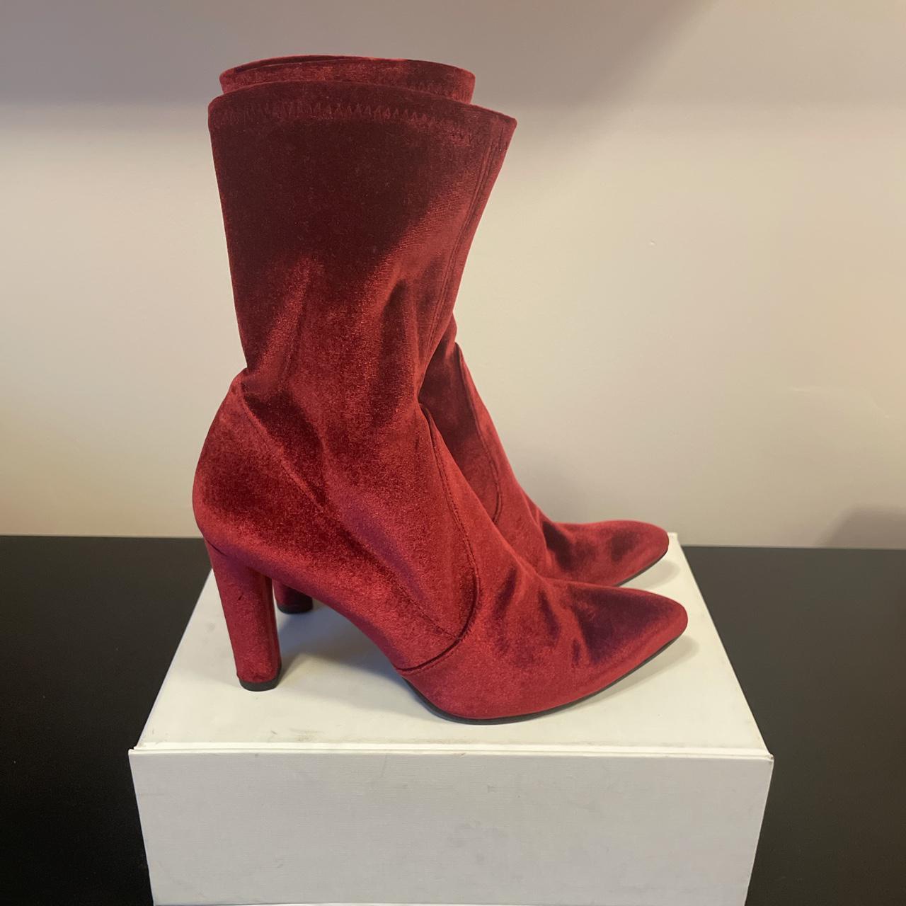 Stuart weitzman outlet red velvet boots