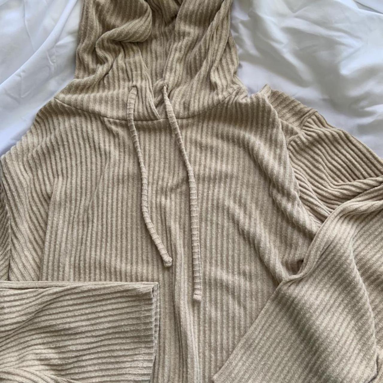 Product Image 1 - Ribbed crop sand-colored hoodie
-
