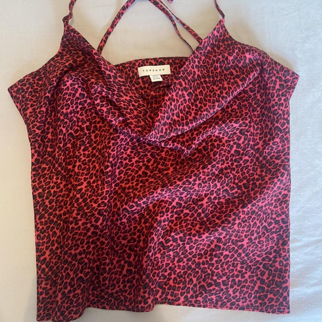 Topshop Women's Red and Black Crop-top | Depop