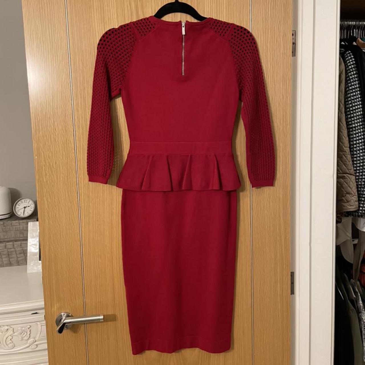 Karen Millen Red Peplum Dress. Perfect for Christmas... Depop