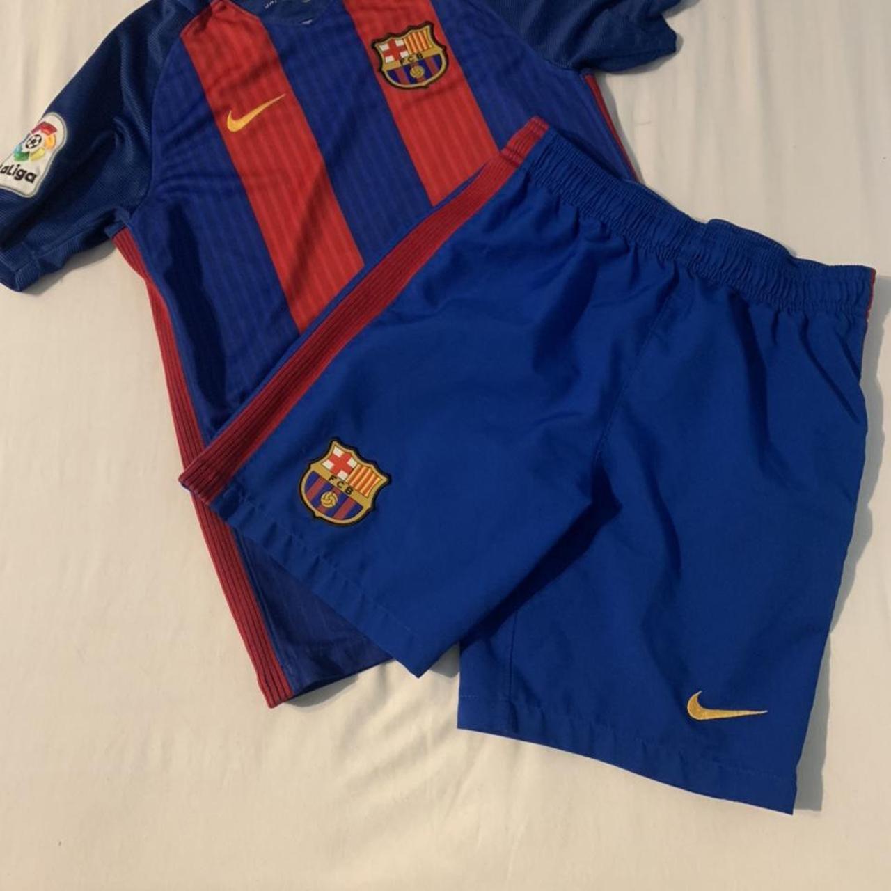Kids Barcelona Football kit Size: Kids Medium - Depop