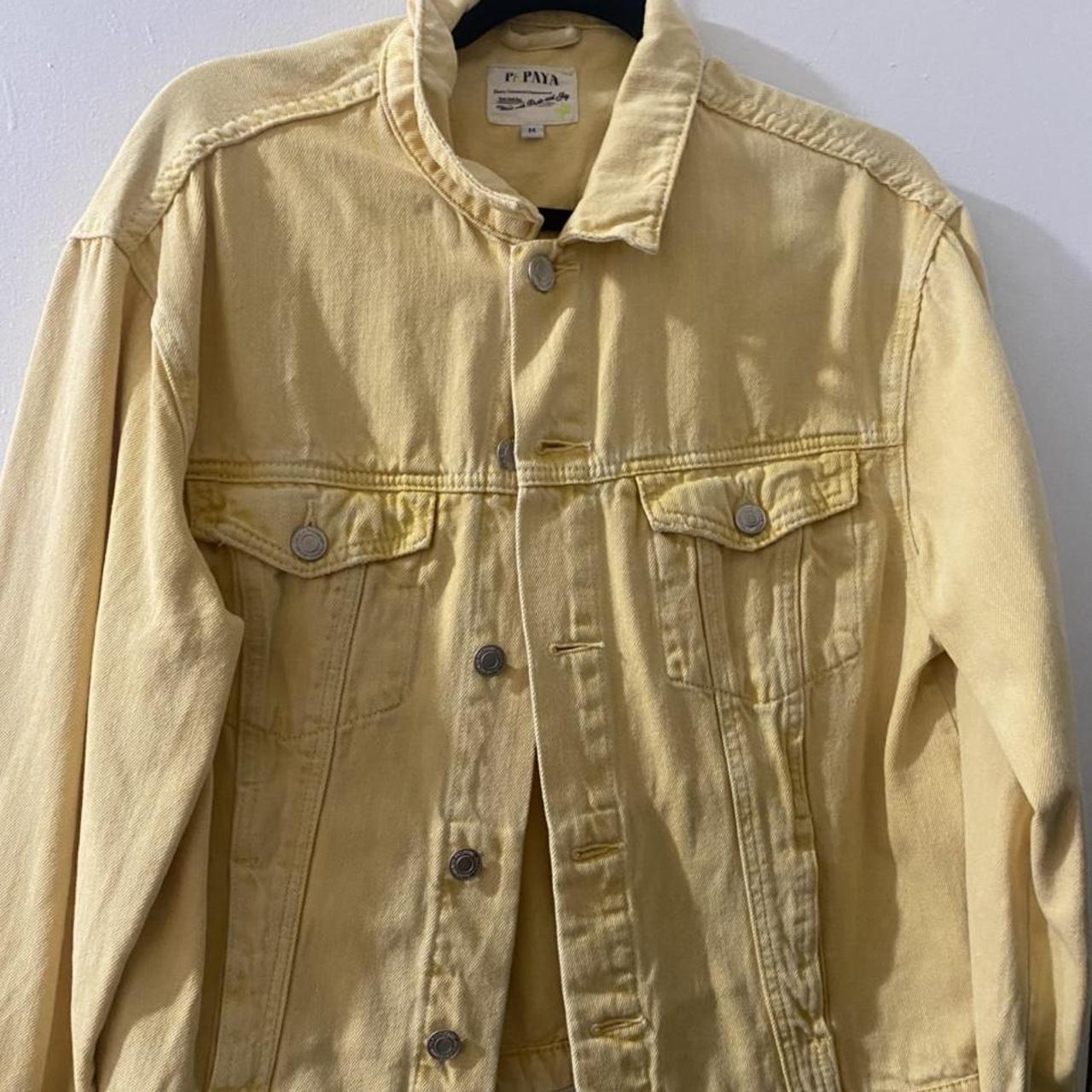 Yellow Jean Jacket Size: Medium Slightly used - Depop