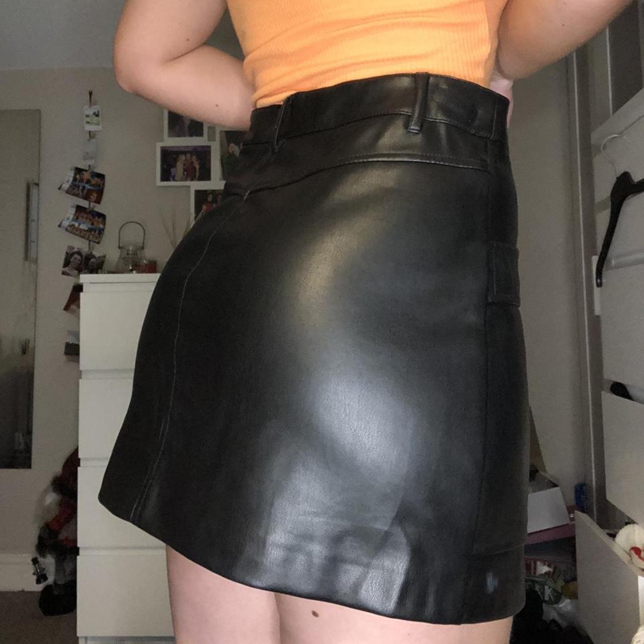 Zara black leather skirt Belt loops Barely worn... Depop