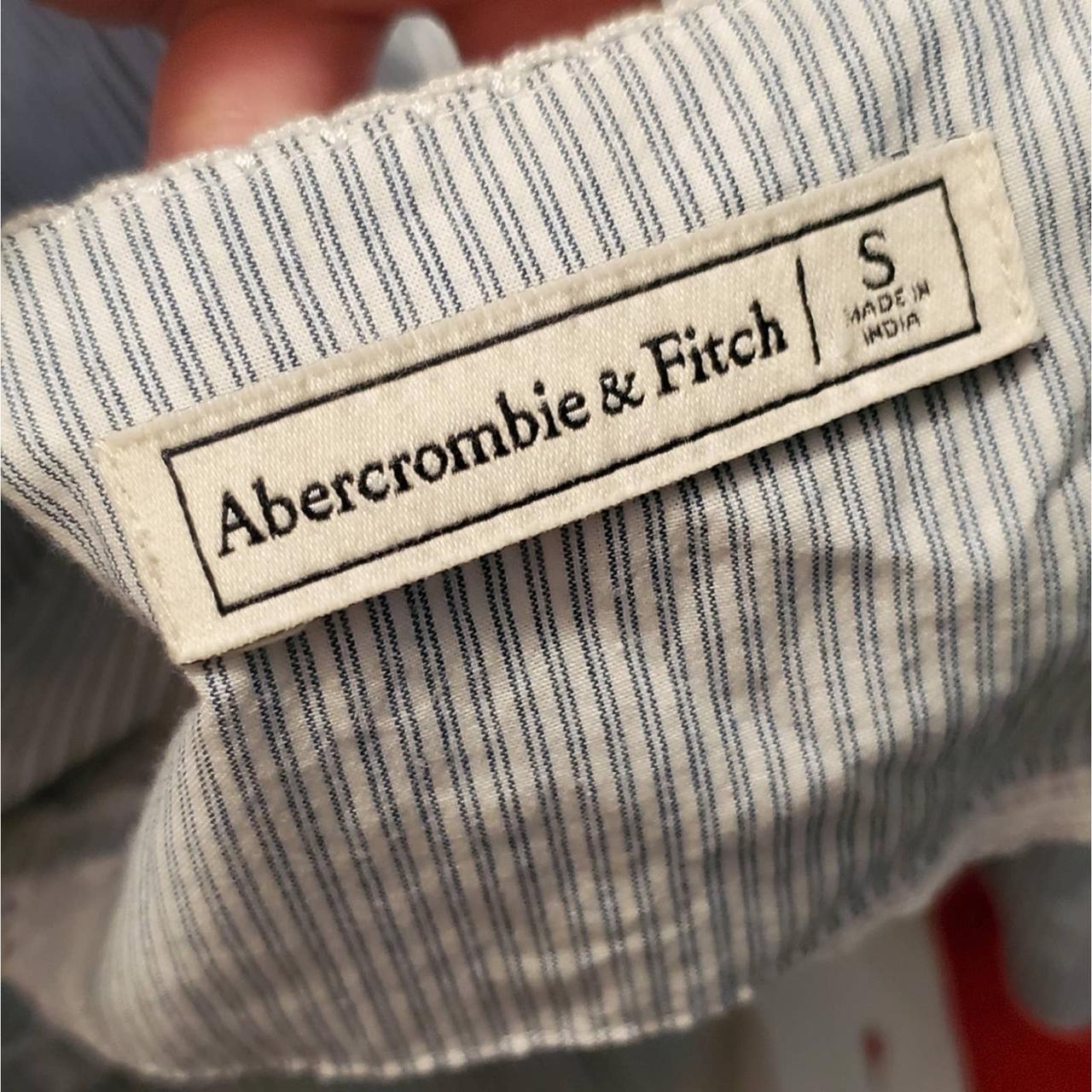 Abercrombie & Fitch Blue Stripe & Lace Blouse... - Depop