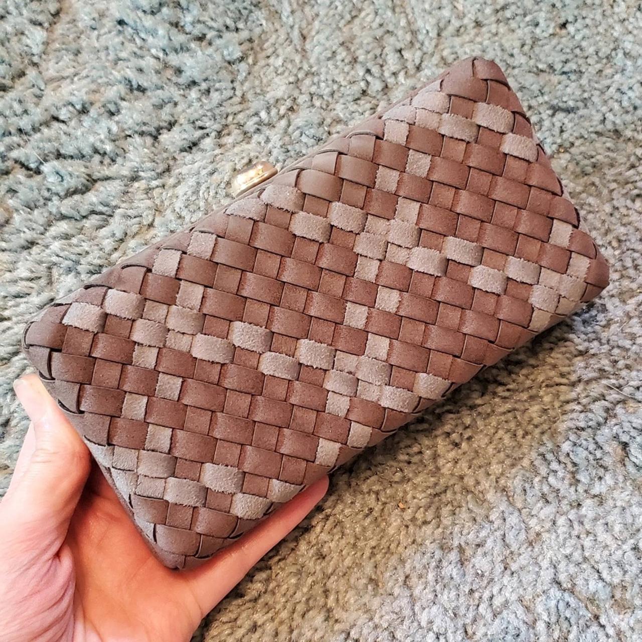 Deux Lux Gray & Brown Woven Clutch with - Depop