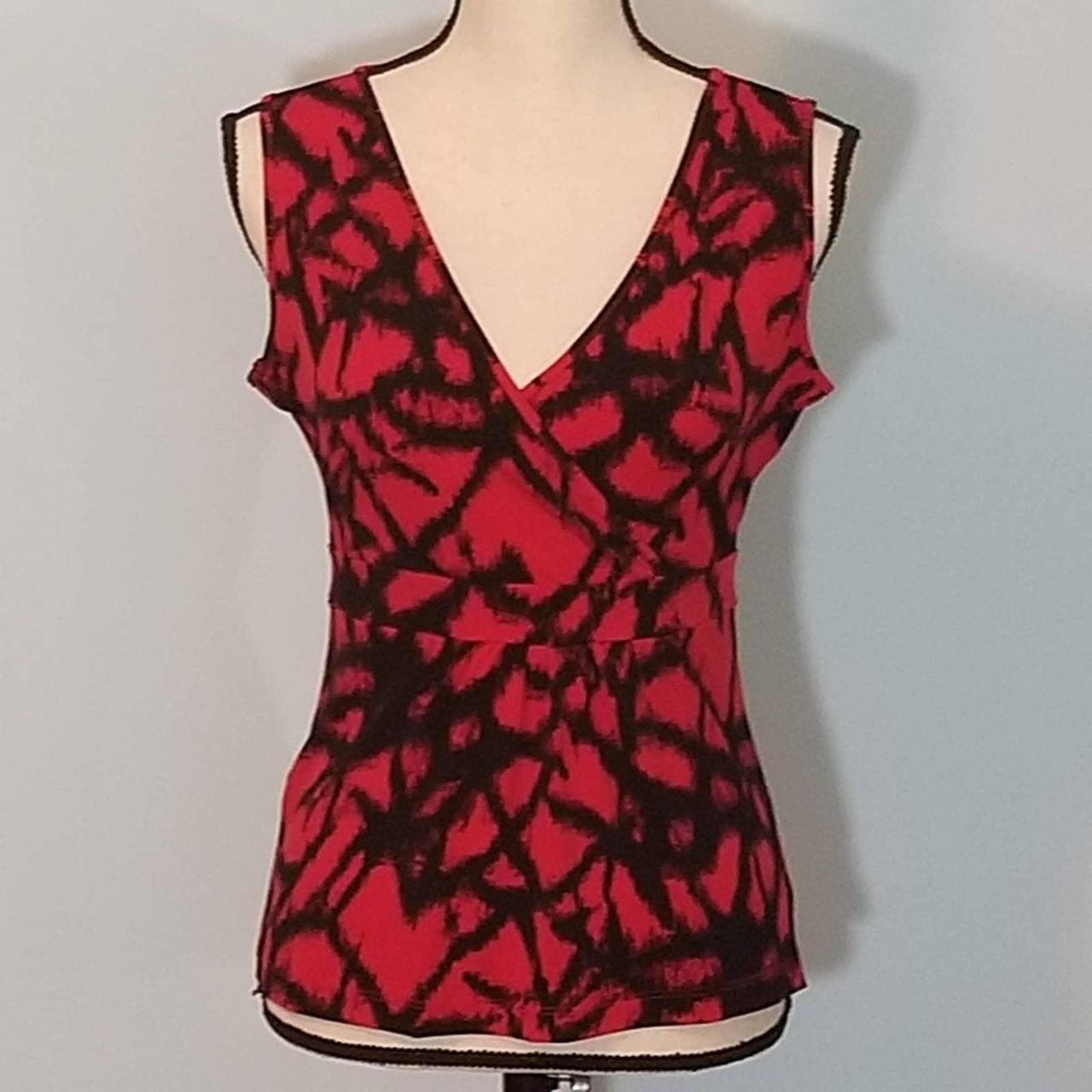 Calvin Klein Women's Red and Black Blouse | Depop