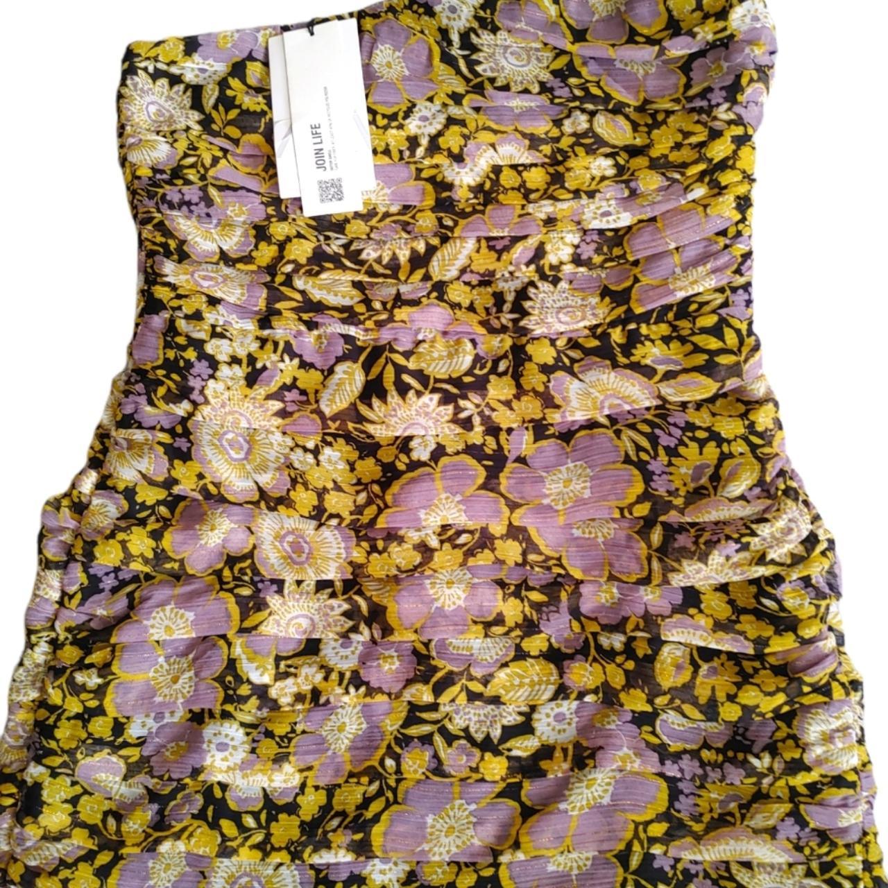 New Zara Floral Ruched One Shoulder Mini Dress... Depop